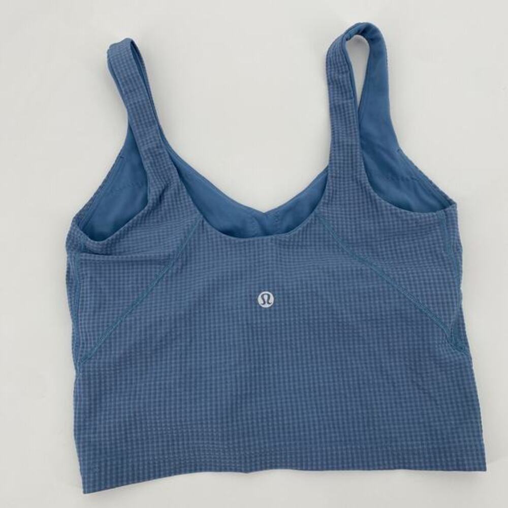 Lululemon Scoop Neck Yoga Tank Top *Grid Texture Utility Blue - Picture 5 of 9
